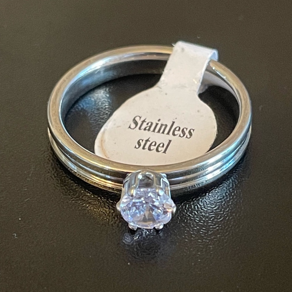 Simulated diamond stainless steel ring size 11.5